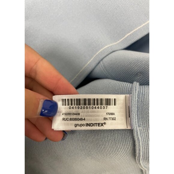 Zara Womens Blazer Jacket Size M Blue Trim Knit Sweater cardigan 4192/051 NWT - Picture 9 of 16